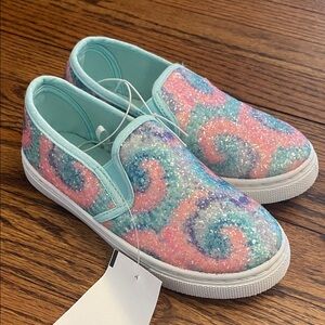 Capelli of New York Glitter Swirl Kids Sneakers - Pink, Blue, White